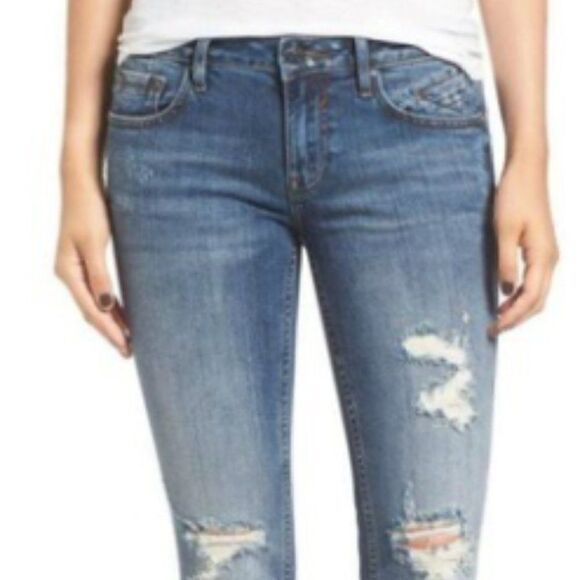 Vigoss Thompson Tomboy Destressed Cropped Jeans - Picture 1 of 7